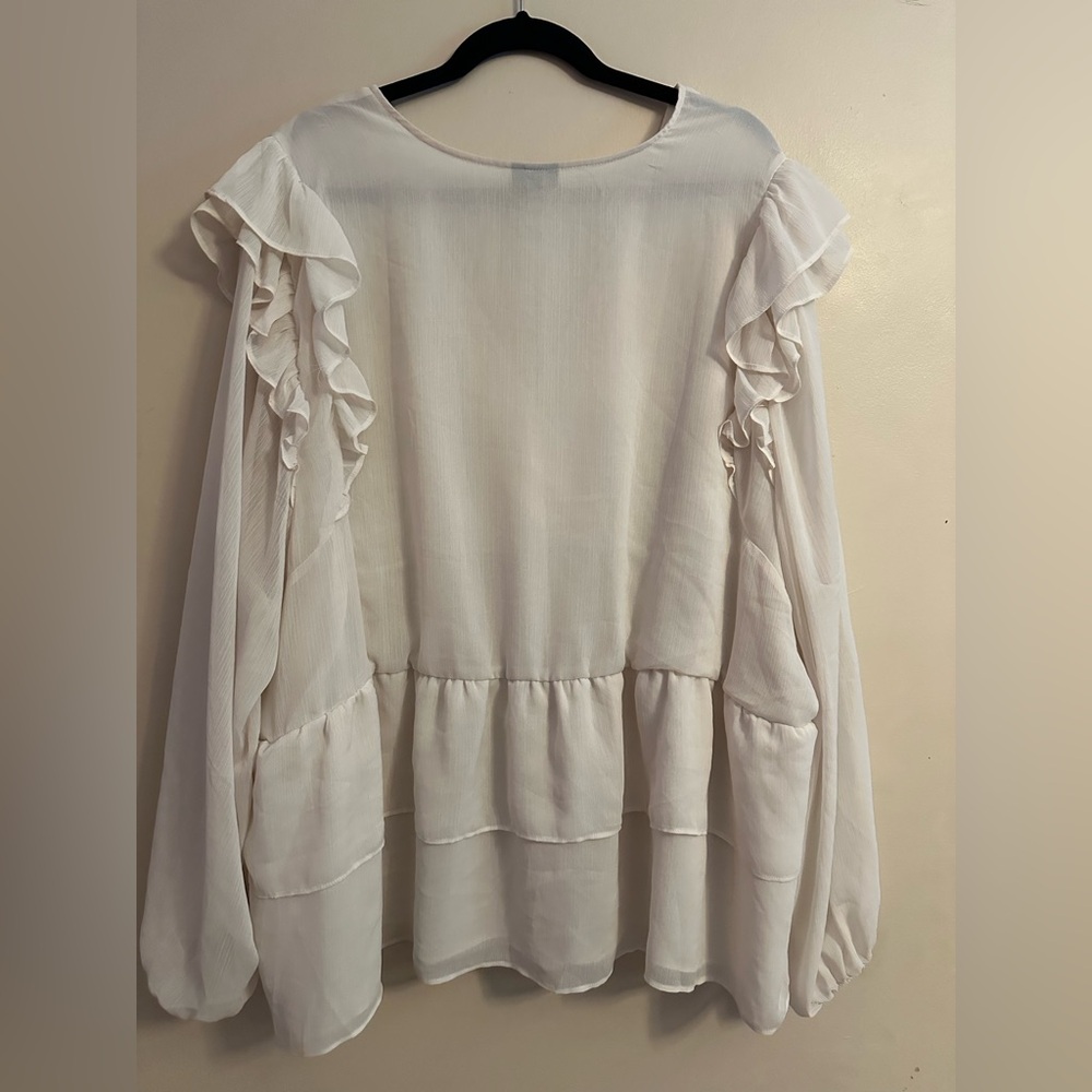 Torrid White Ruffle Blouse - Picture 2 of 4